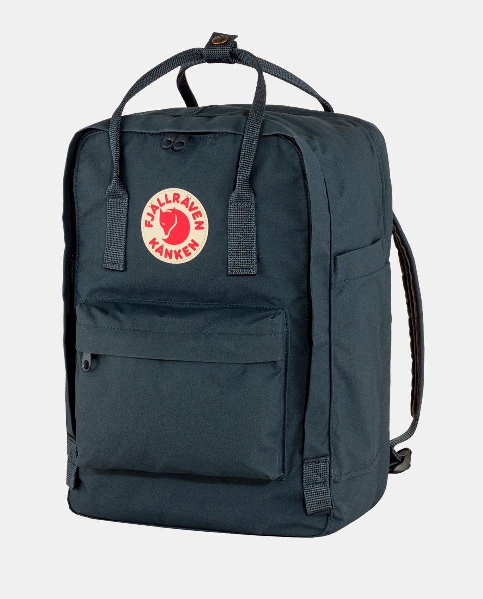 Mochila Kanken Laptop 15" com Bolso Exterior - Preto Azul-marinho-2