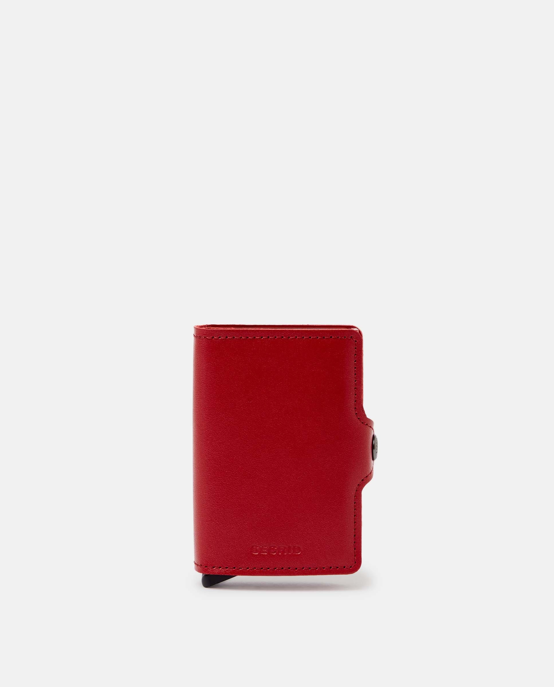 Porta-Cartões com Proteção RFID em Pele - Vermelho Original Vermelho-1