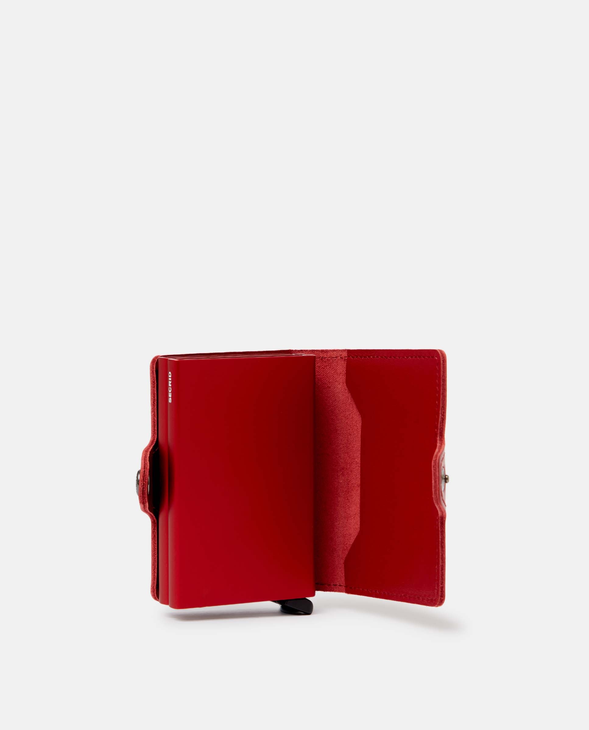 Porta-Cartões com Proteção RFID em Pele - Vermelho Original Vermelho-3