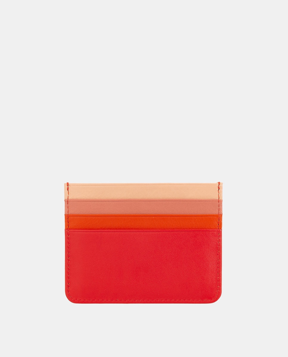 Porta-Cartões Simples em Pele de Bezerro Tipo Napa - Vermelho Vermelho-2