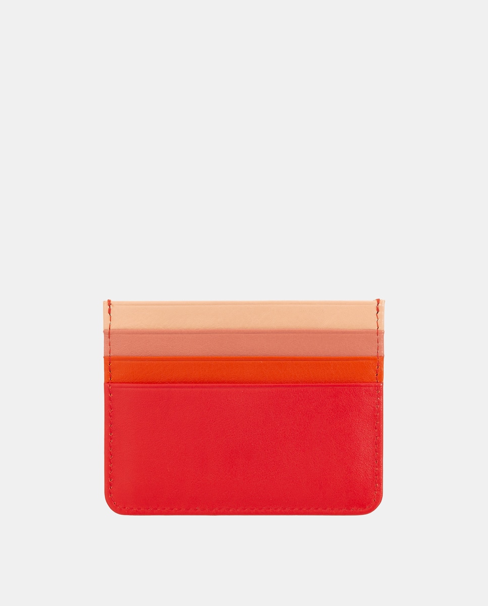 Porta-Cartões Simples em Pele de Bezerro Tipo Napa - Vermelho Vermelho-3