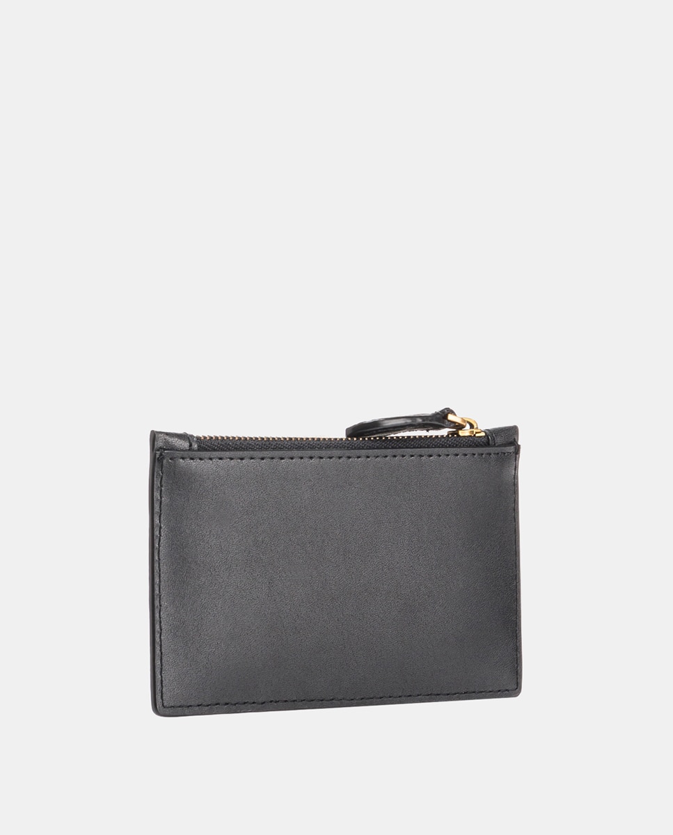 Porta-Cartões com Porta-Moedas em Pele - Preto Preto-3