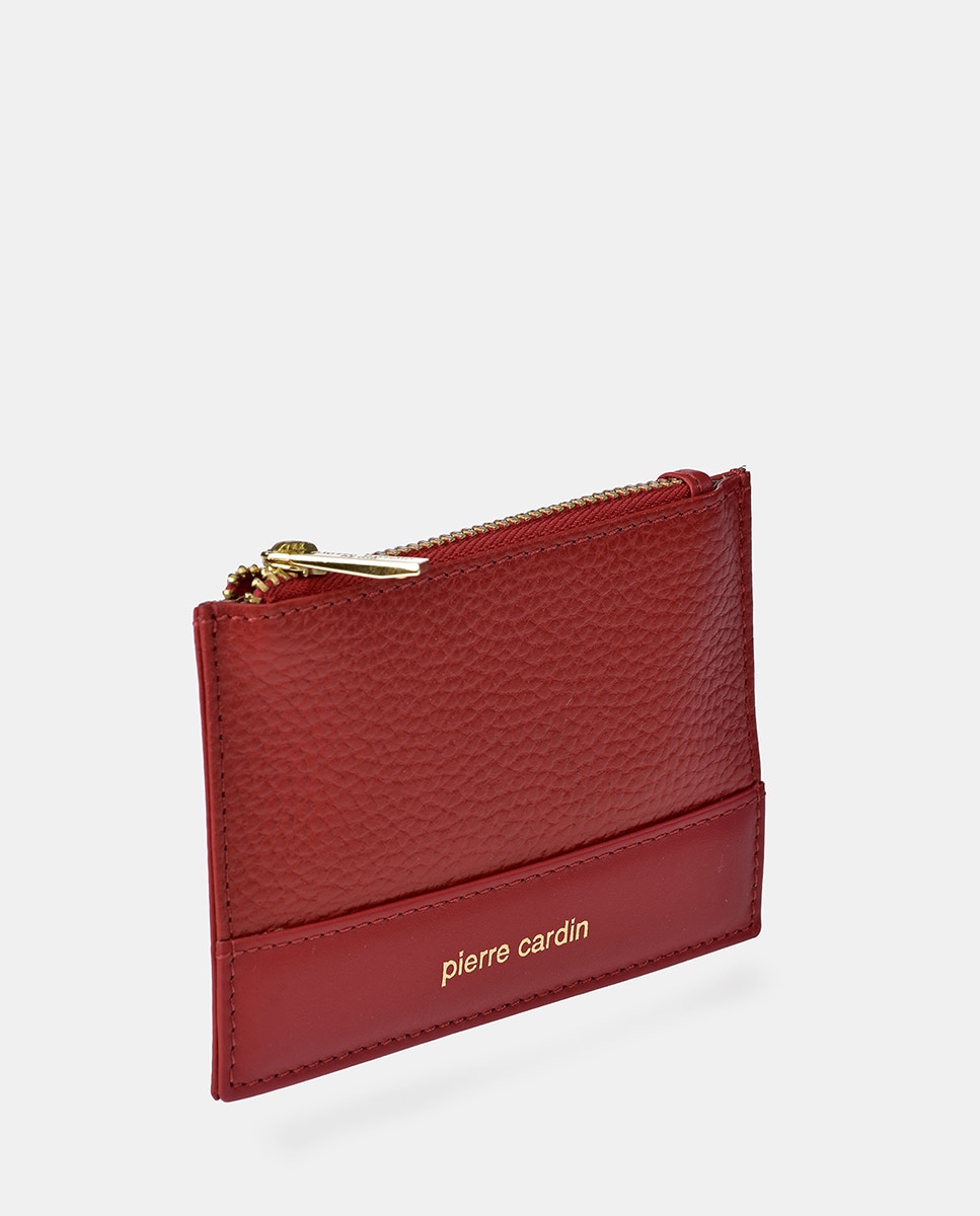 Porta-Cartões em Pele com Fecho de Correr Vermelho-2