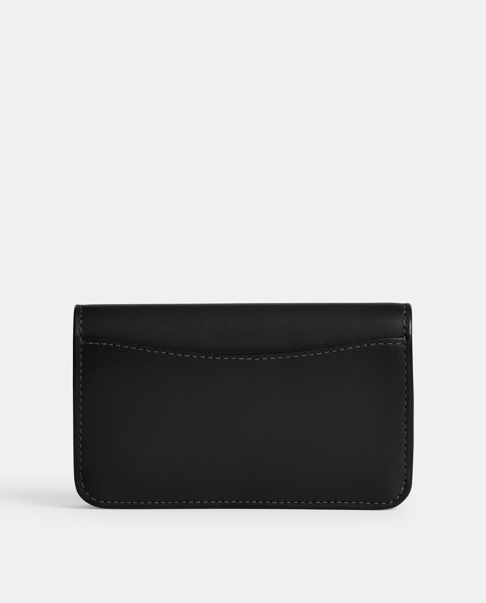 Carteira Slim em Pele com Bolso Preto-2