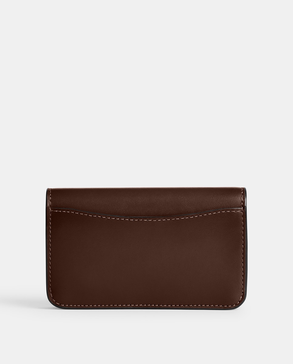 Carteira Slim em Pele com Bolso Castanho-2