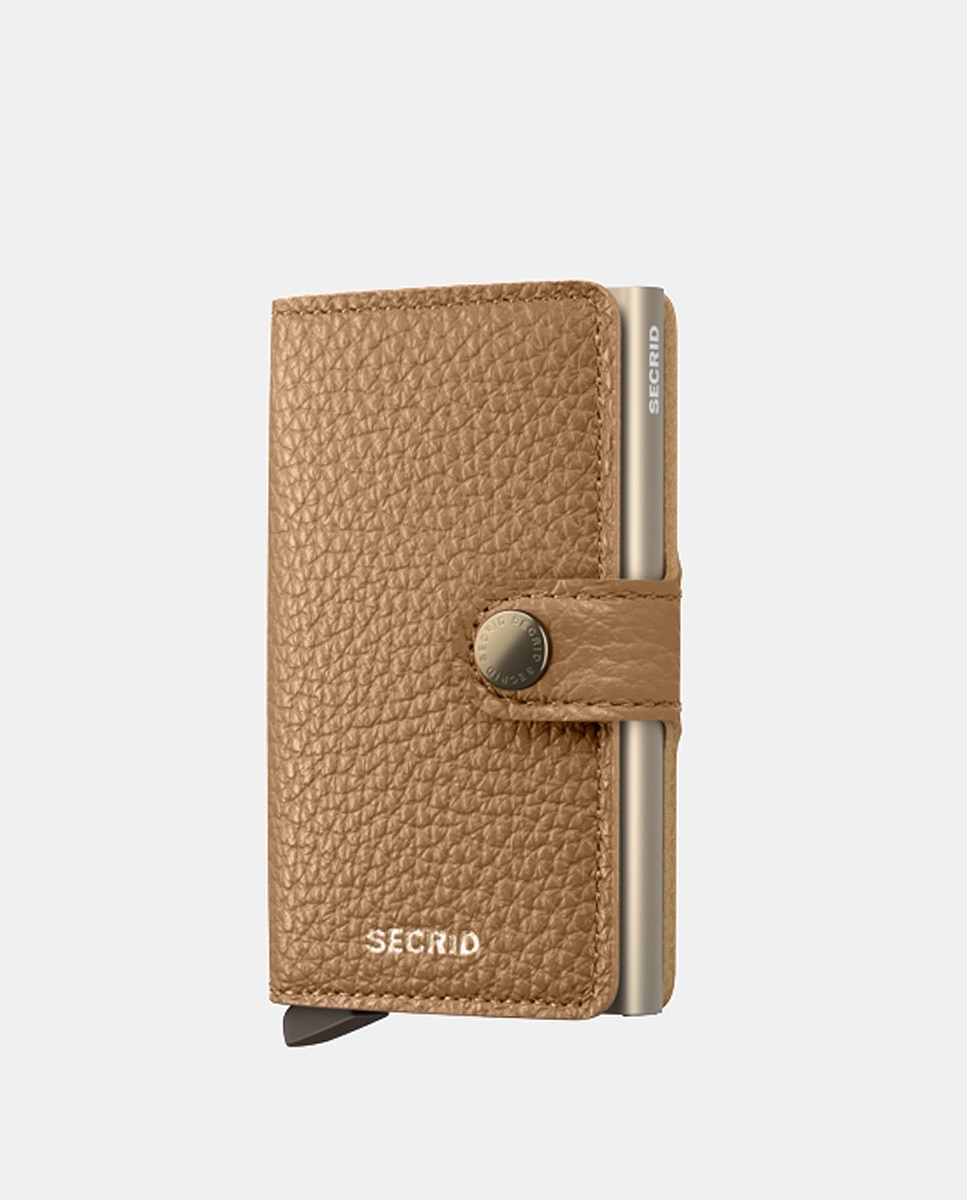 Porta-Cartões em Pele Pebble com Proteção RFID - Capuccino Castanho-claro-2