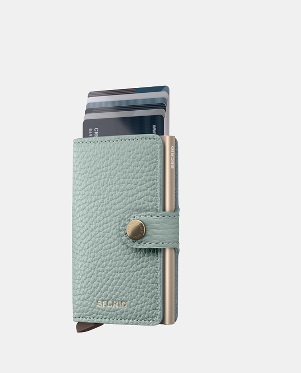 Imagem 0 de Porta-Cartões em Pele Pebble com Proteção RFID - Verde Água