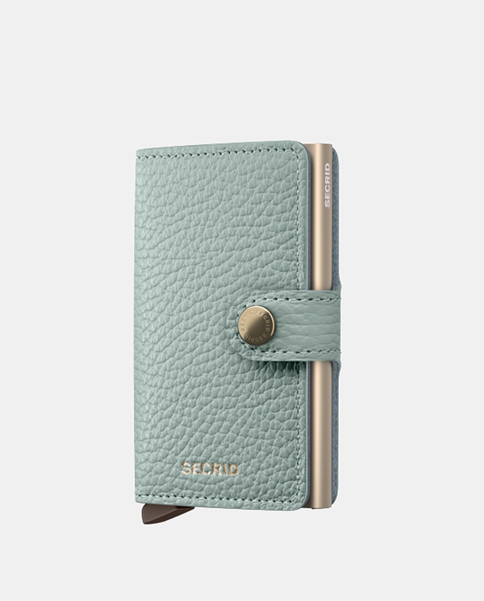 Porta-Cartões em Pele Pebble com Proteção RFID - Verde Água Verde Água-2