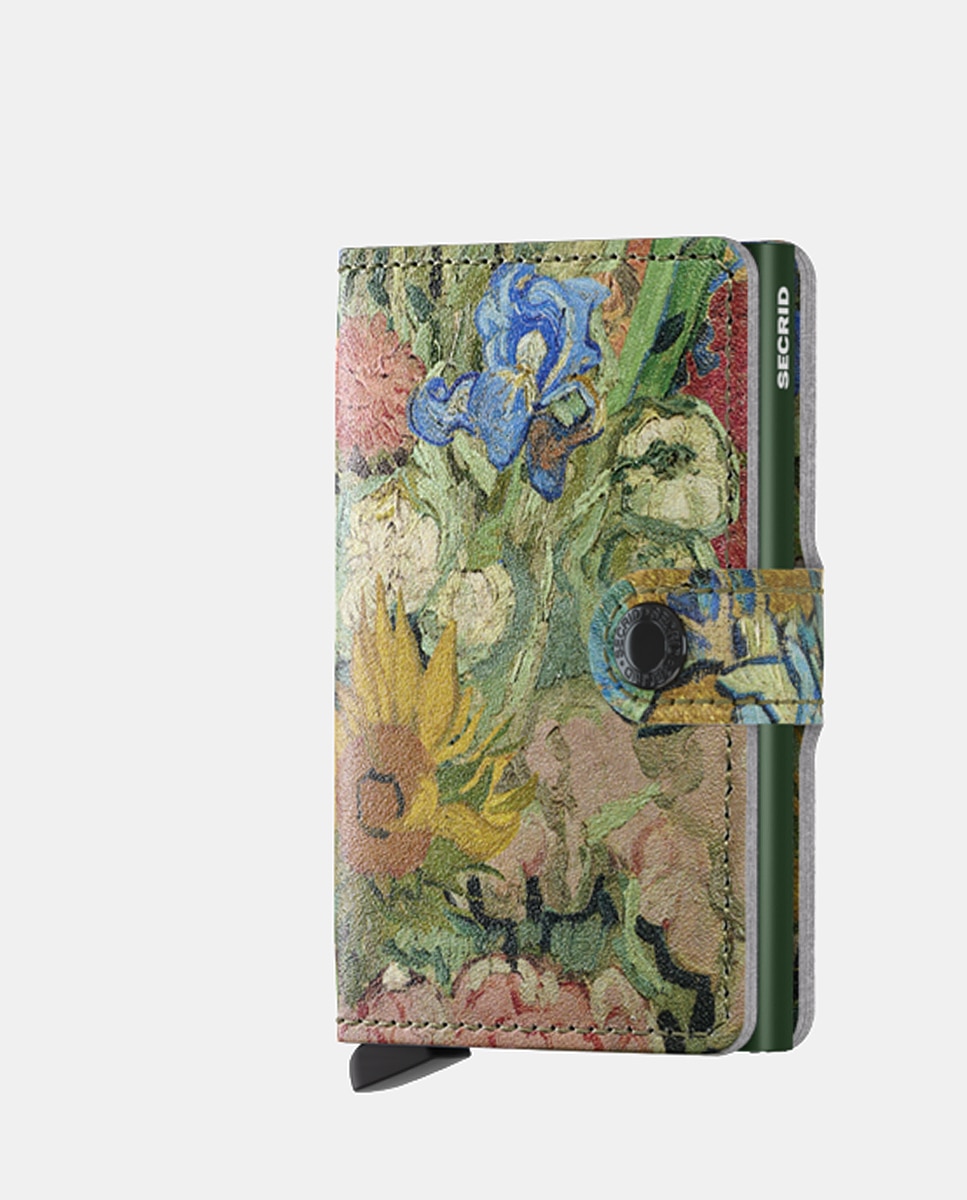 Porta-Cartões em Pele com Estampado de Arte e Proteção RFID Multicolor-1