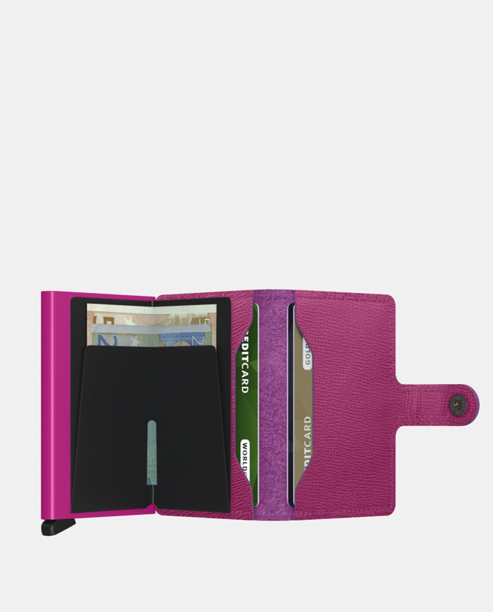 Porta-Cartões em Pele Crisple com Proteção RFID - Fúcsia Fúcsia-3