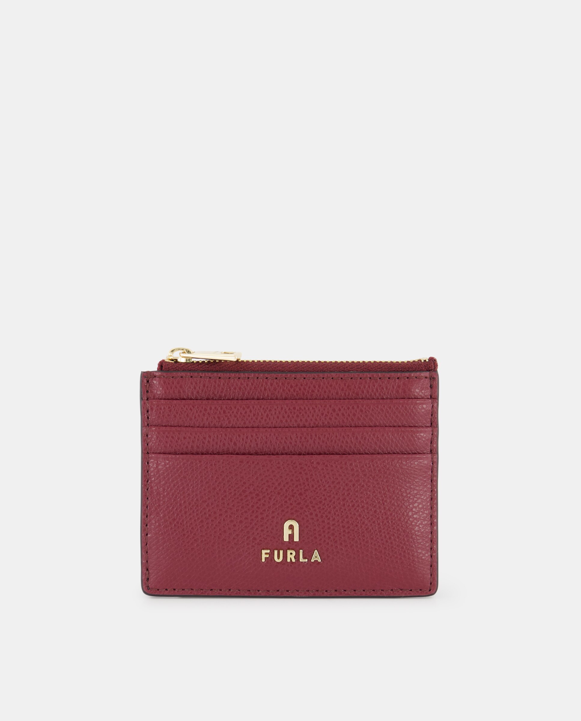 Porta-Cartões com Estampado e em Pele Texturizada Vermelho-2