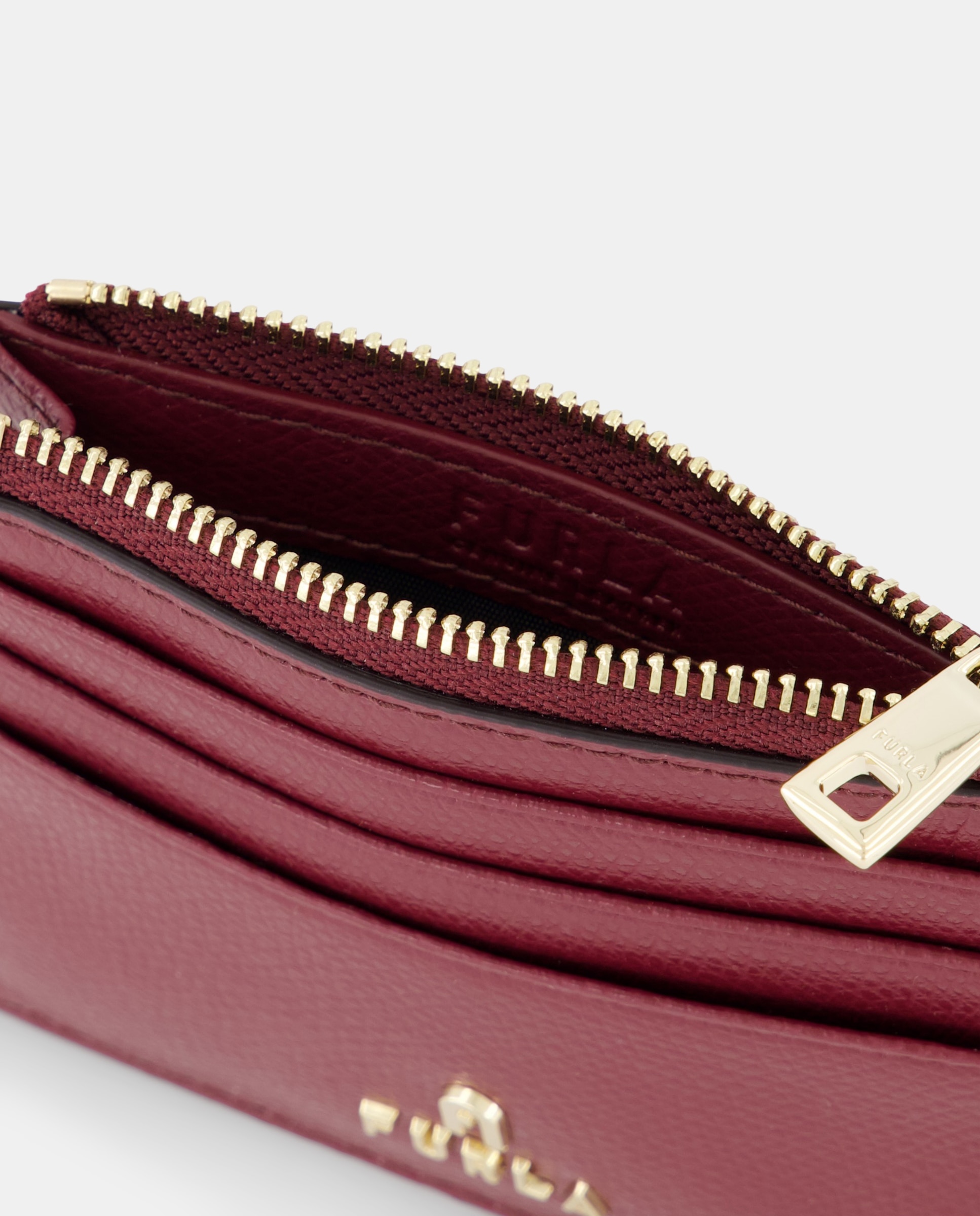 Porta-Cartões com Estampado e em Pele Texturizada Vermelho-4