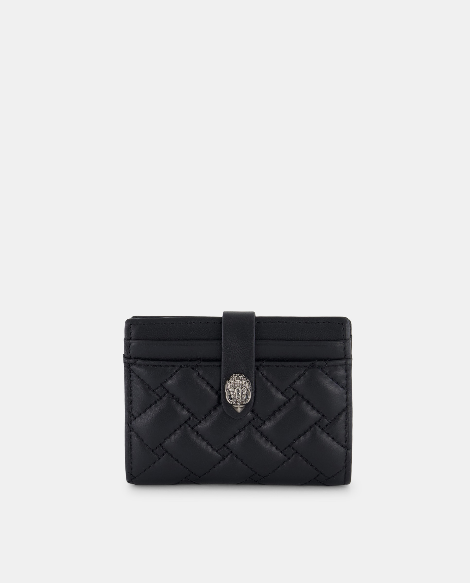 Porta-cartões em pele acolchoado preto Preto-2