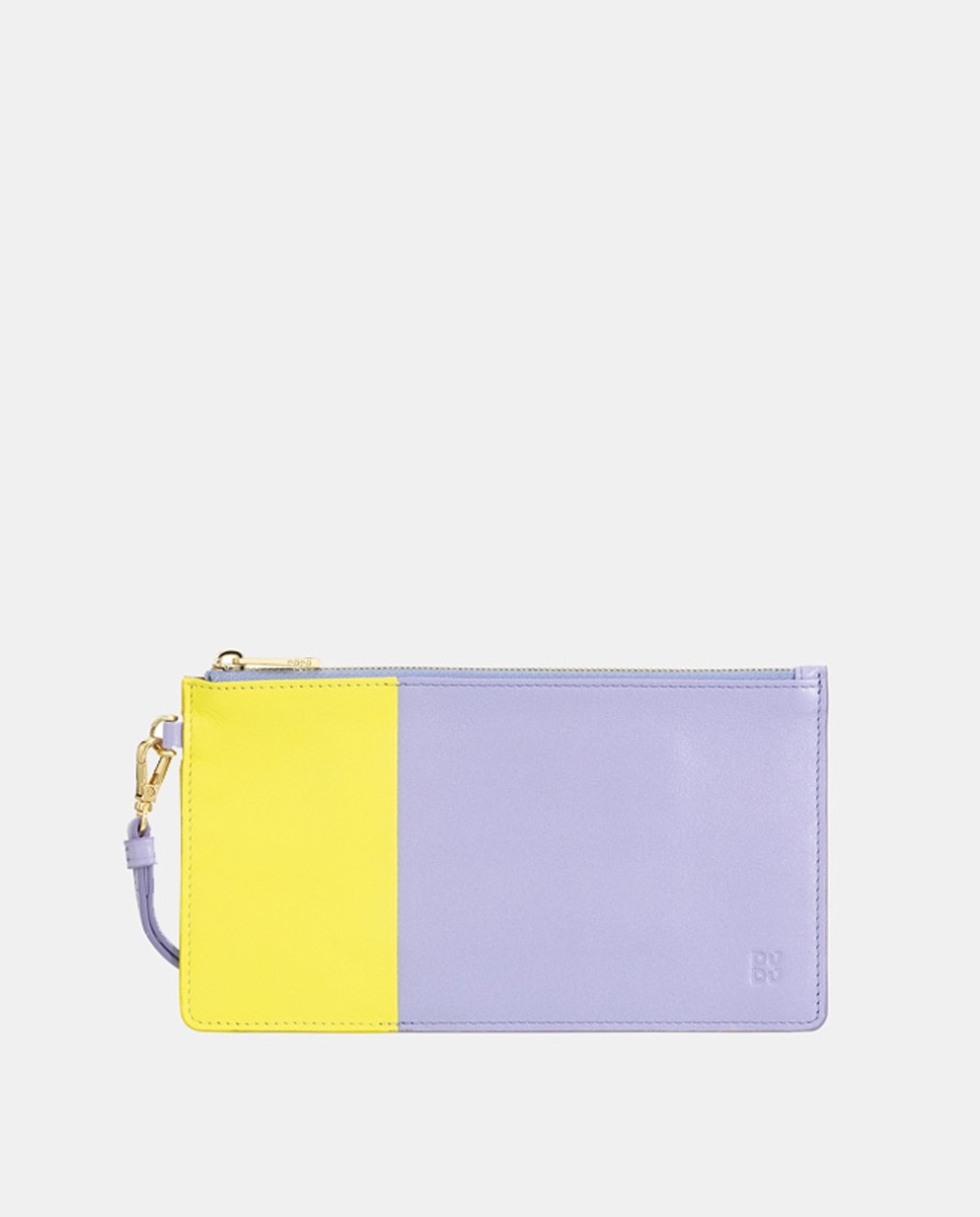 Imagem 0 de Mala Clutch Dudu em Pele de Bezerro Tipo Napa com Fecho de Correr - Roxo