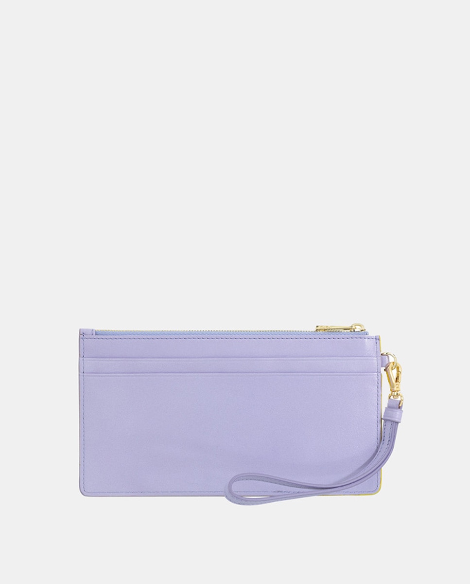 Mala Clutch Dudu em Pele de Bezerro Tipo Napa com Fecho de Correr - Roxo Roxo-2