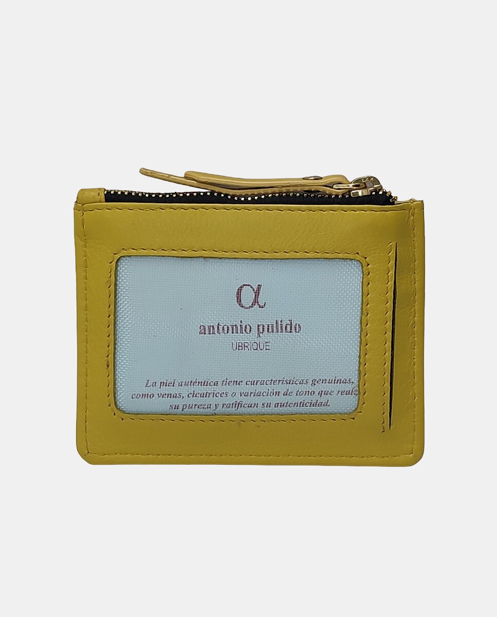 Porta-Cartões com Porta-Moedas em Pele Coleção Kayla Amarelo-3