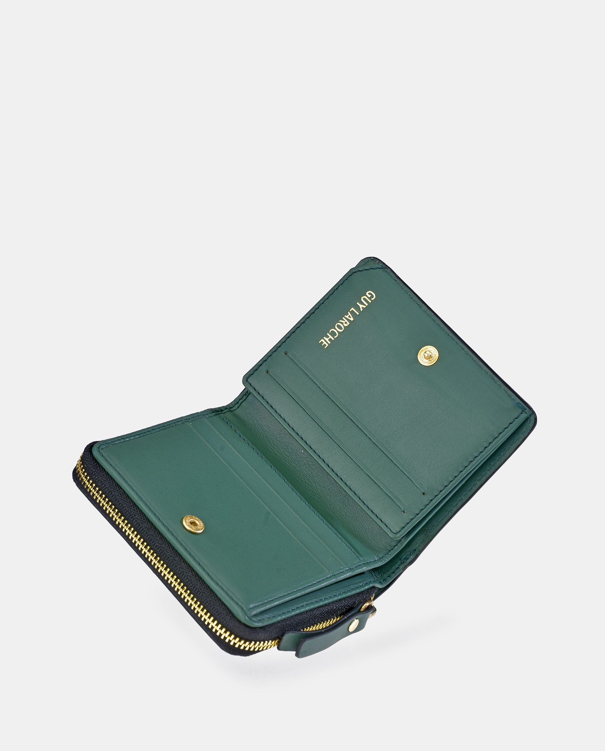 Porta-Moedas Pequeno com Fecho de Correr e em Pele Verde-5