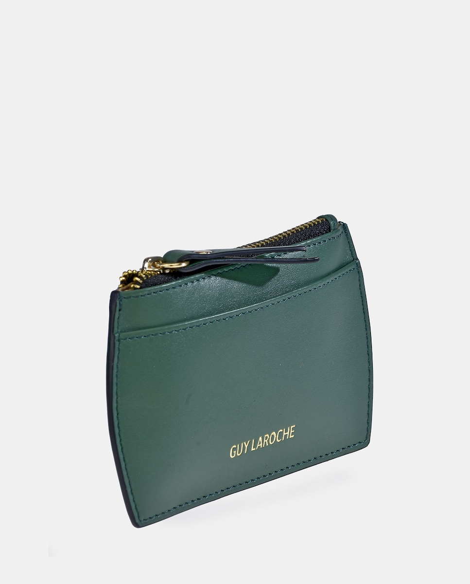 Porta-Cartões com Fecho de Correr e em Pele Verde-2