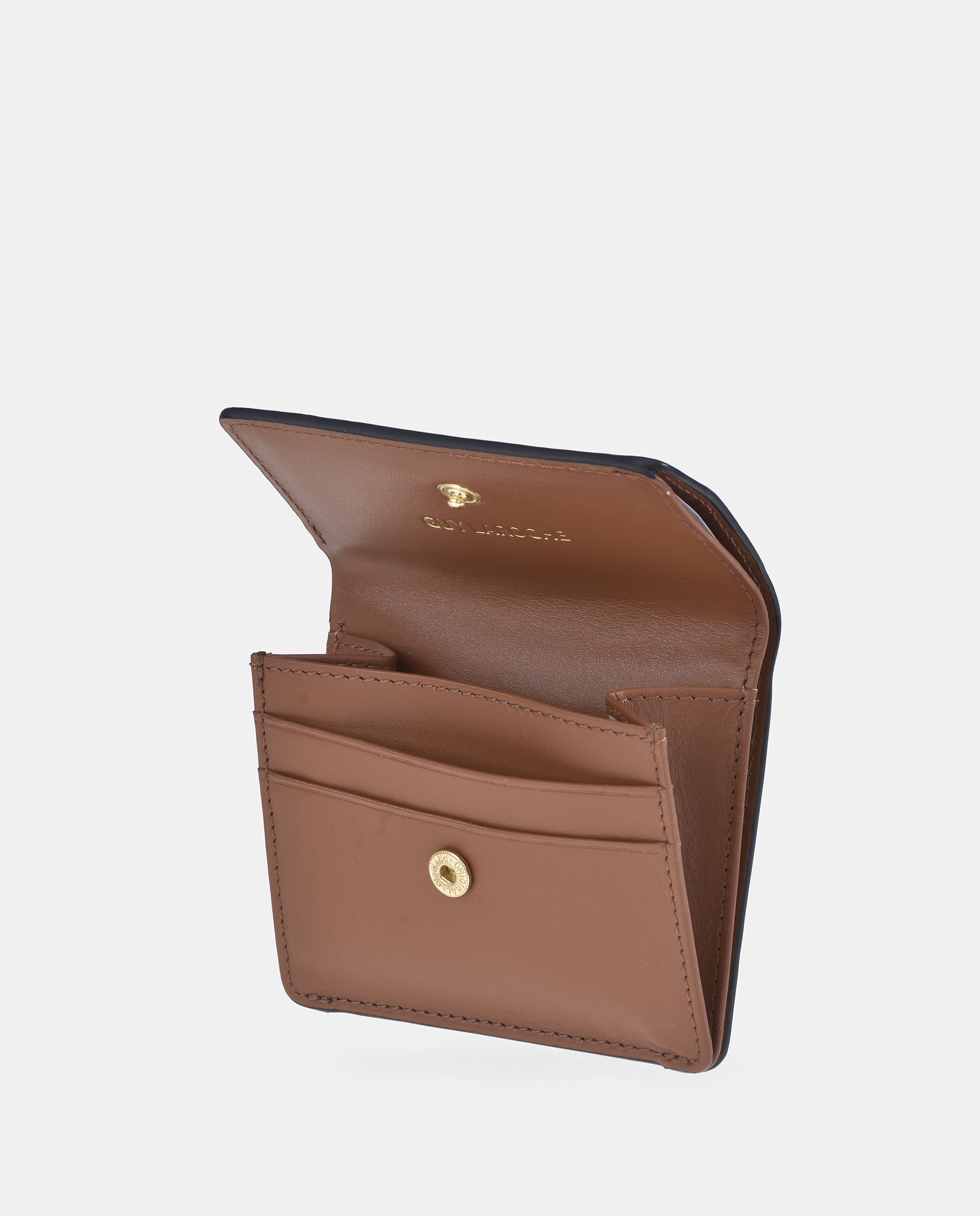 Porta-Moedas em Pele com Porta-Cartões e Fecho de Correr Castanho-claro-3