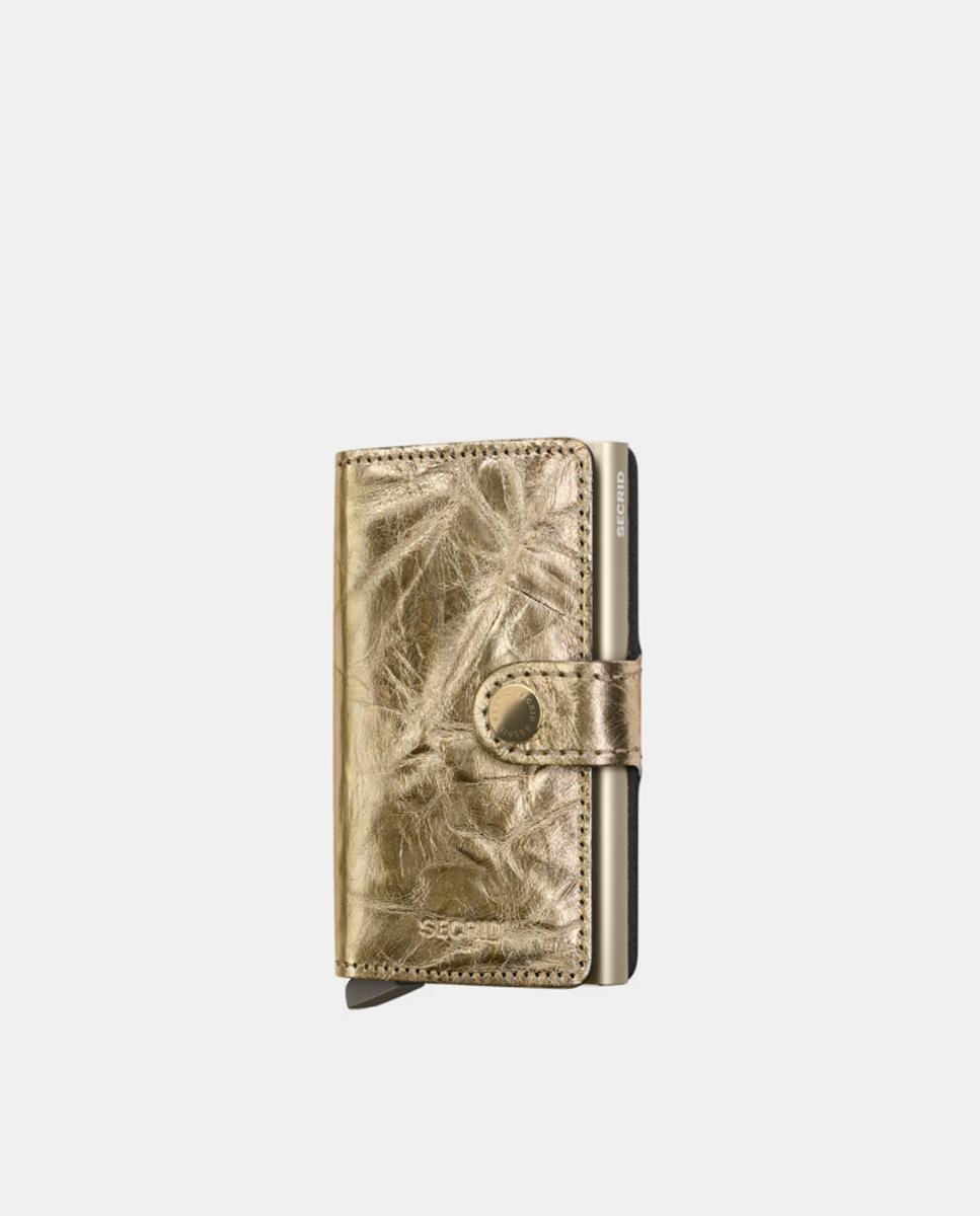 Porta-Cartões em Pele Crunch com Proteção RFID - Dourado Ouro-1