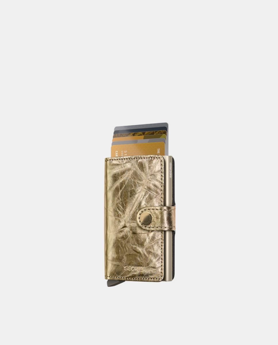 Porta-Cartões em Pele Crunch com Proteção RFID - Dourado Ouro-2