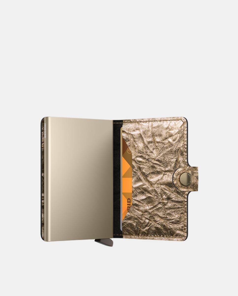 Porta-Cartões em Pele Crunch com Proteção RFID - Dourado Ouro-4