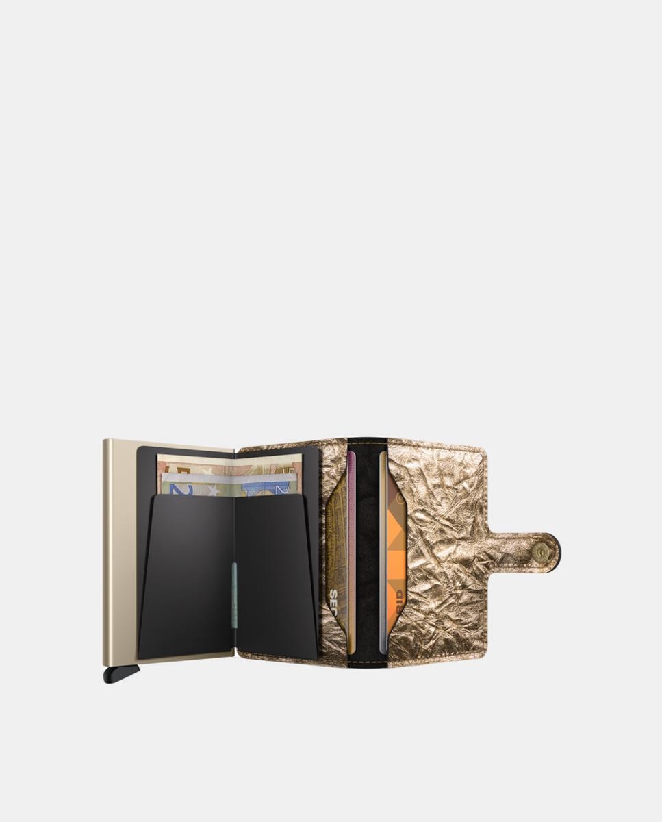 Porta-Cartões em Pele Crunch com Proteção RFID - Dourado Ouro-5