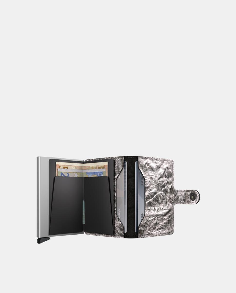 Porta-Cartões em Pele Crunch com Proteção RFID - Prateado Prata-5