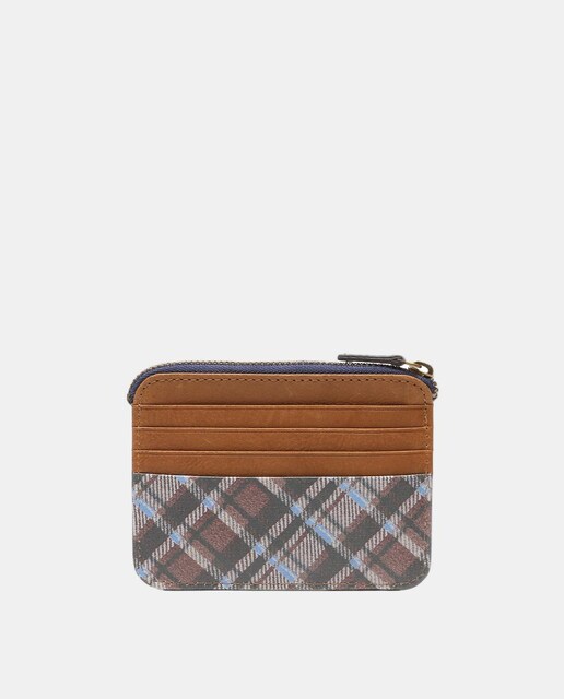 Imagen 0 de Tarjetero Freedom en piel a cuadros