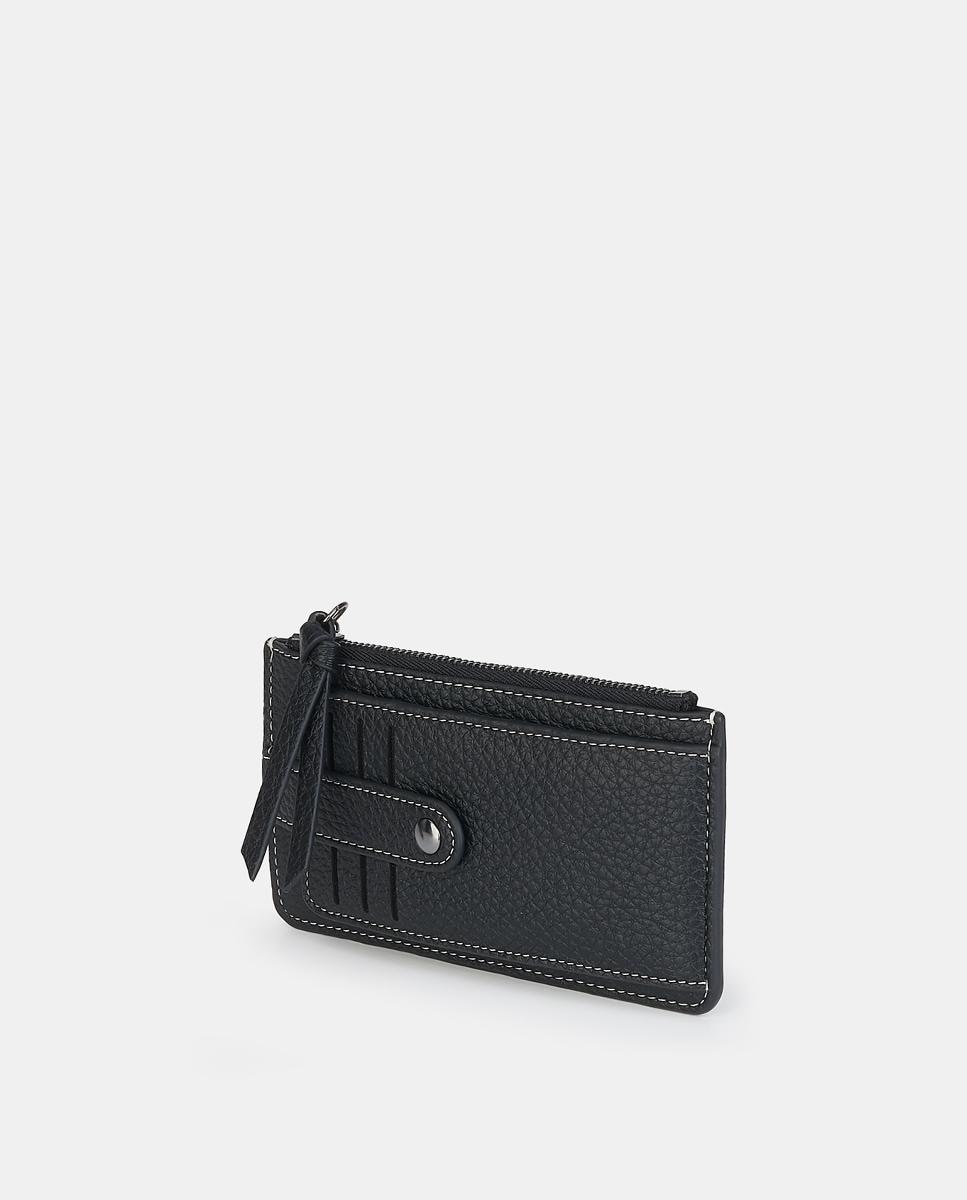 Porta-Moedas/Porta-Cartões com Fecho de Correr Preto-2