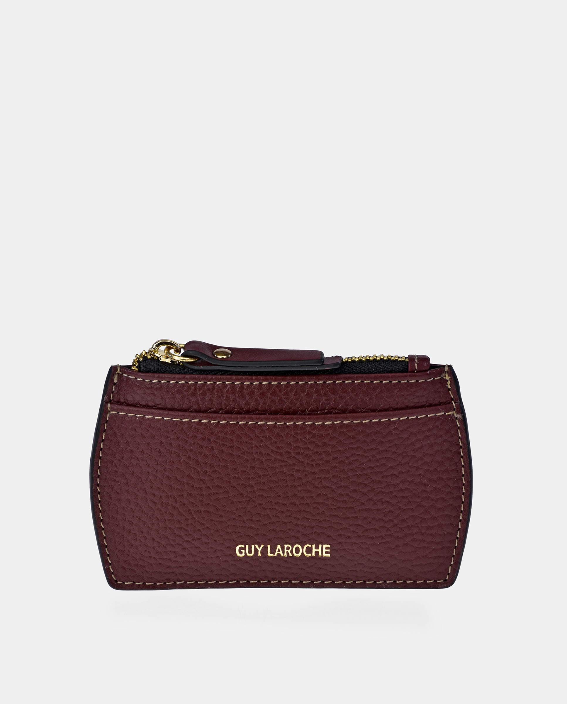 Imagen 1 de Tarjetero mujer de Guy Laroche con cremallera en piel floater - Burdeos Burdeos