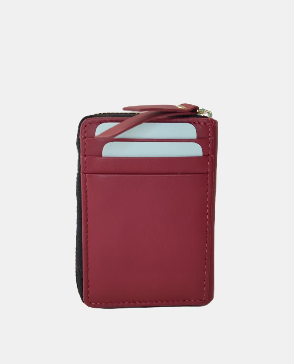 Porta-Cartões com Porta-Moedas em Pele Coleção Kayla Bordeaux-3