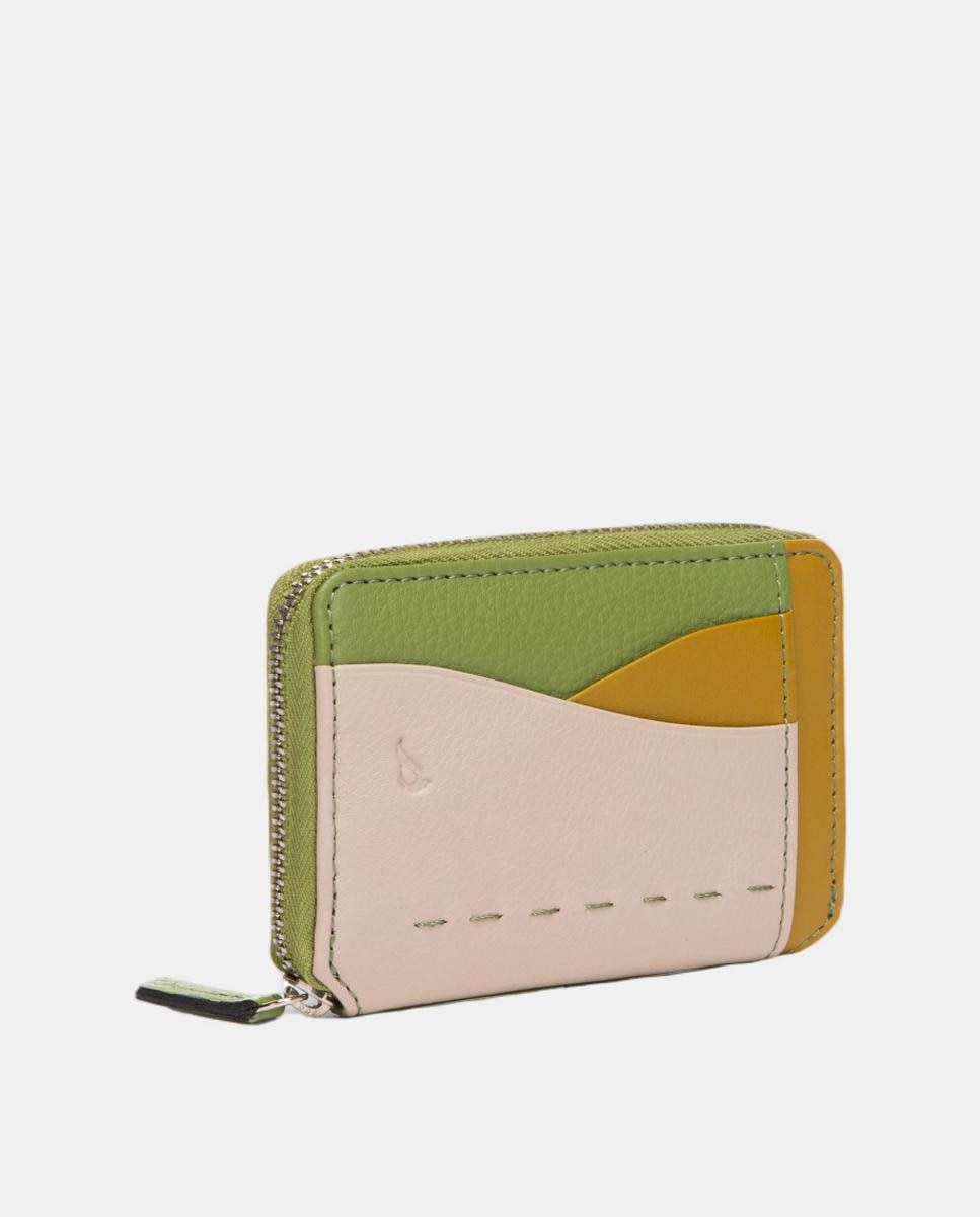 Porta-Cartões em Pele com Fecho de Correr Verde-2