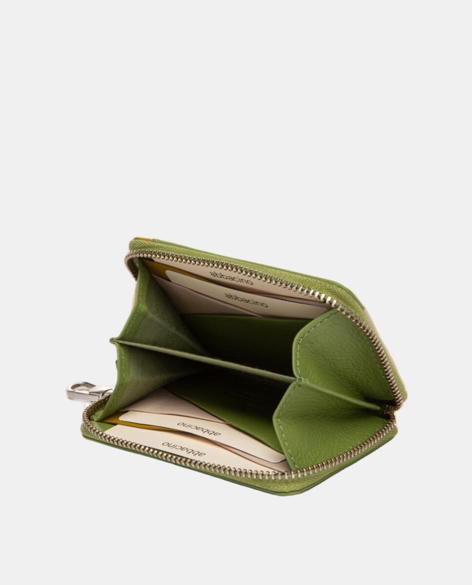 Porta-Cartões em Pele com Fecho de Correr Verde-4