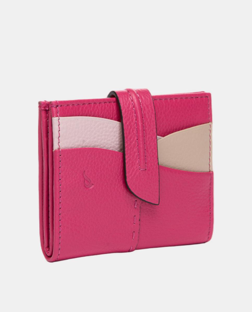 Porta-Cartões em Pele com Fecho Fúcsia-2