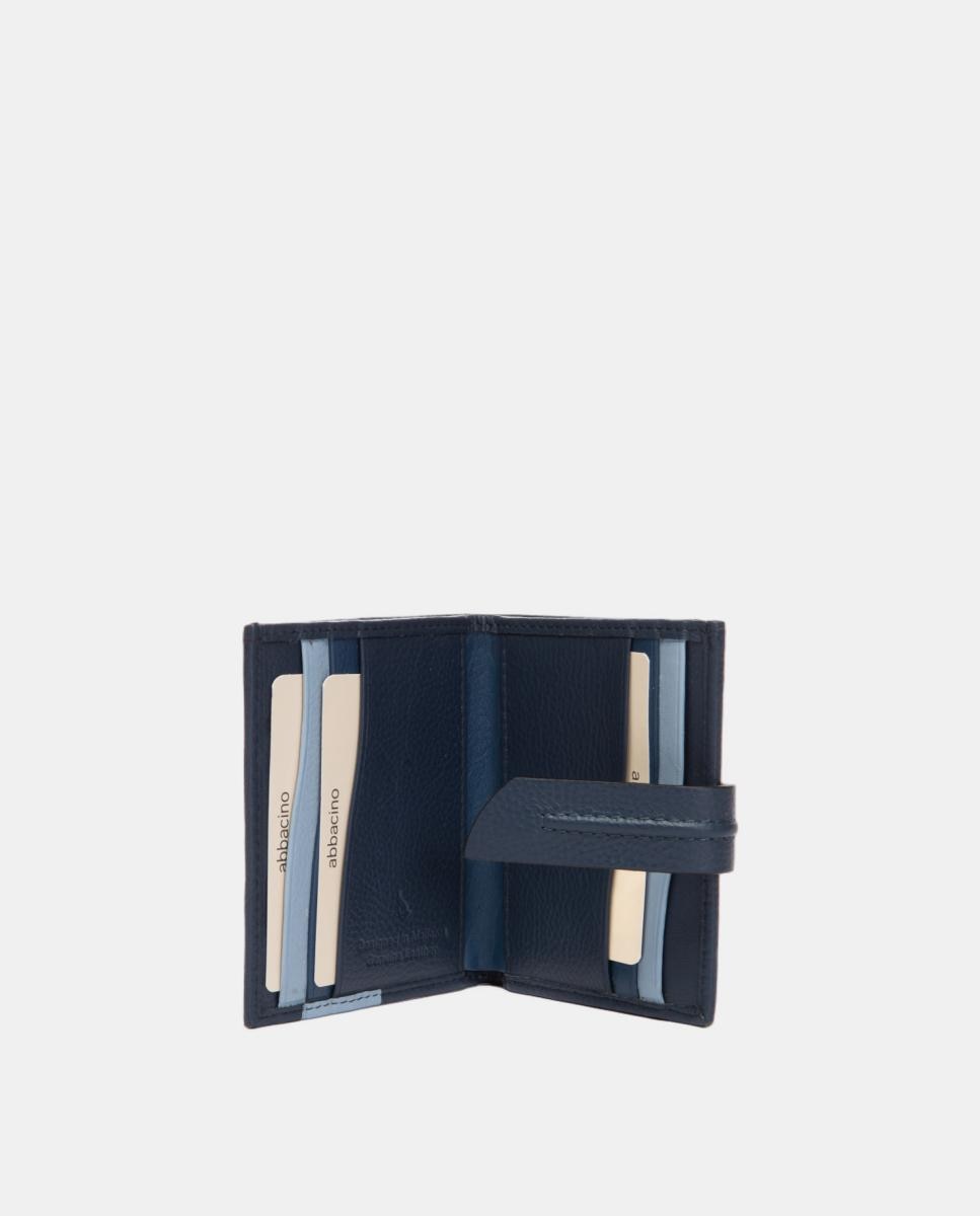 Porta-Cartões em Pele com Fecho Azul-5