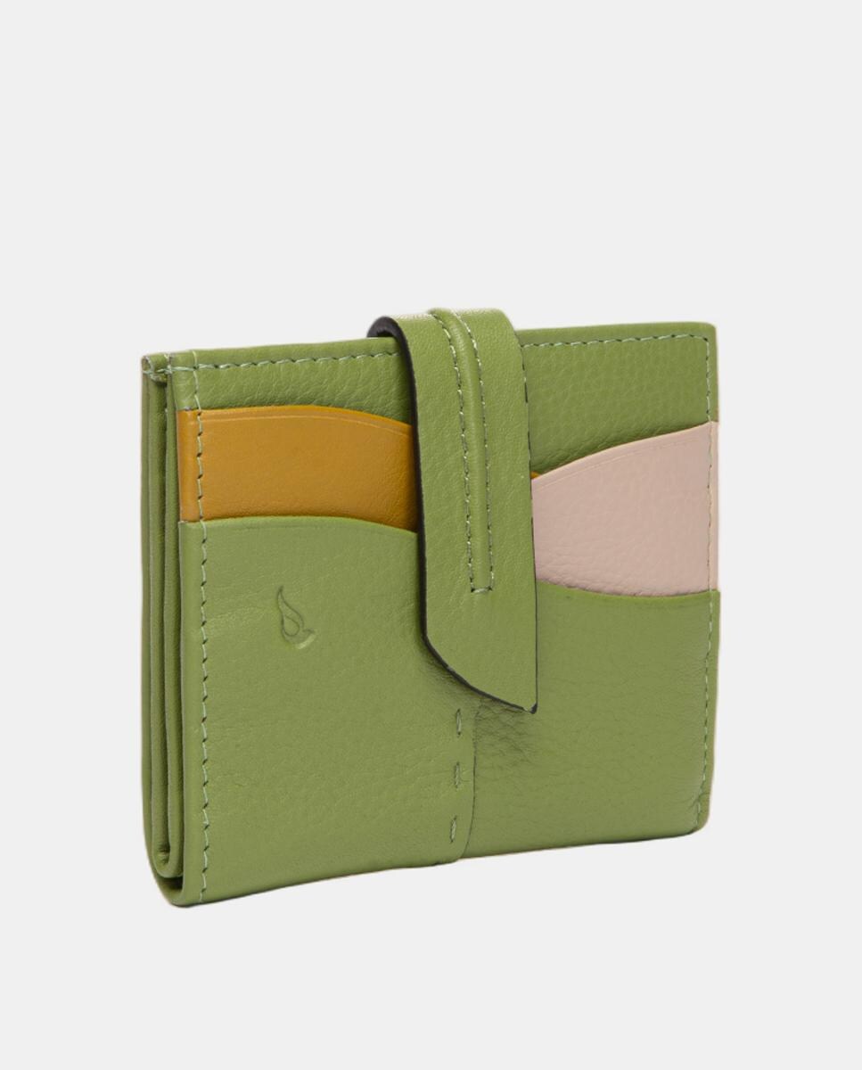 Porta-Cartões em Pele com Fecho Verde-2