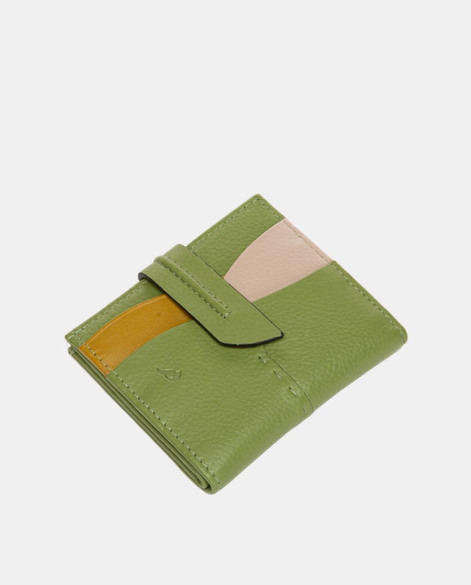 Porta-Cartões em Pele com Fecho Verde-4