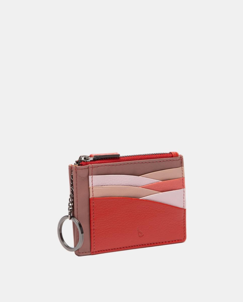 Porta-Cartões em Pele com Fecho de Correr Vermelho-2