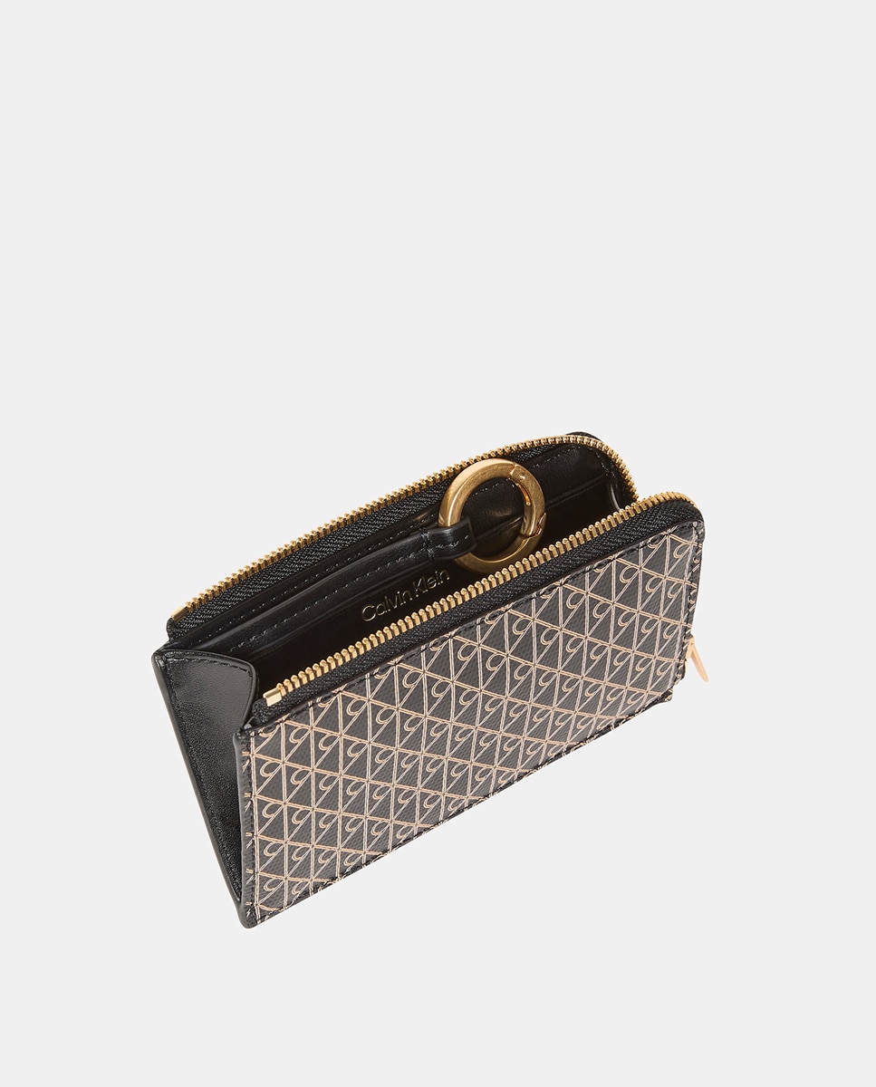 Porta-Cartões com Estampado de Monograma Preto-3