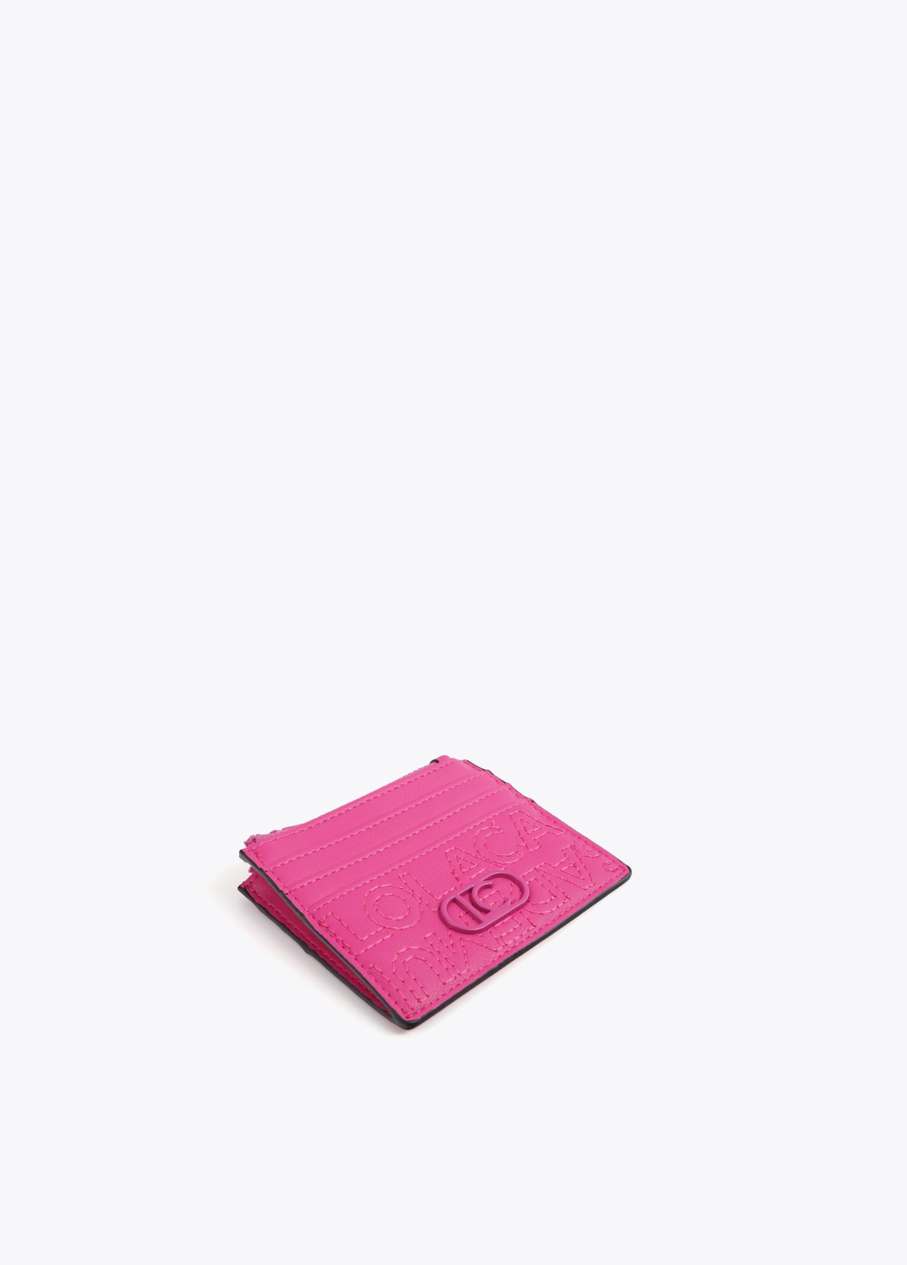 Porta-Cartões de Pespontos com Logótipo Rosa-2