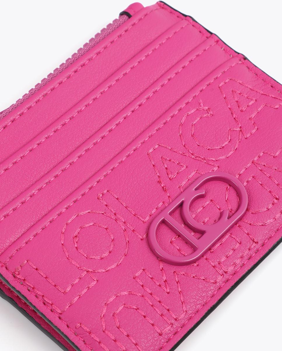 Porta-Cartões de Pespontos com Logótipo Rosa-5