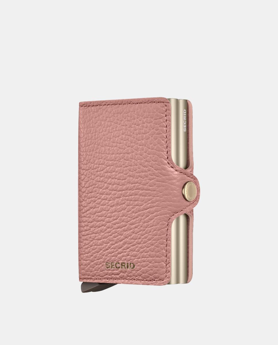 Imagem 0 de Porta-Cartões Duplo em Pele Pebble com Proteção RFID - Rosa