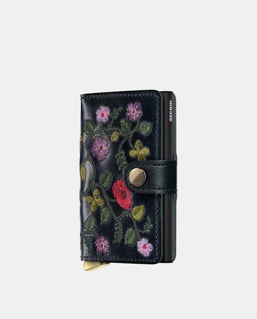 Imagem 0 de Porta-Cartões em Pele Stitch Floral Black com Proteção RFID