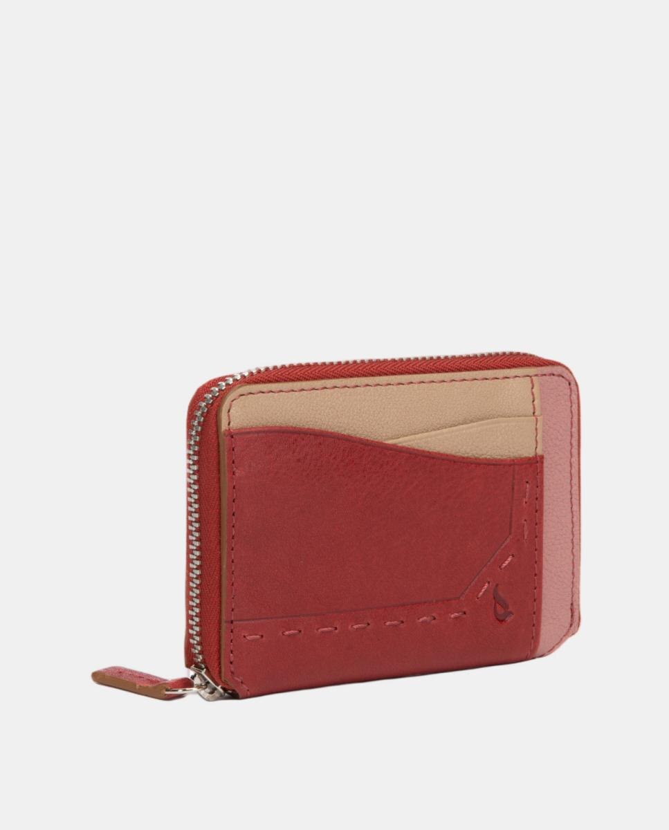 Porta-Cartões com Fecho de Correr e em Pele Vermelho-2