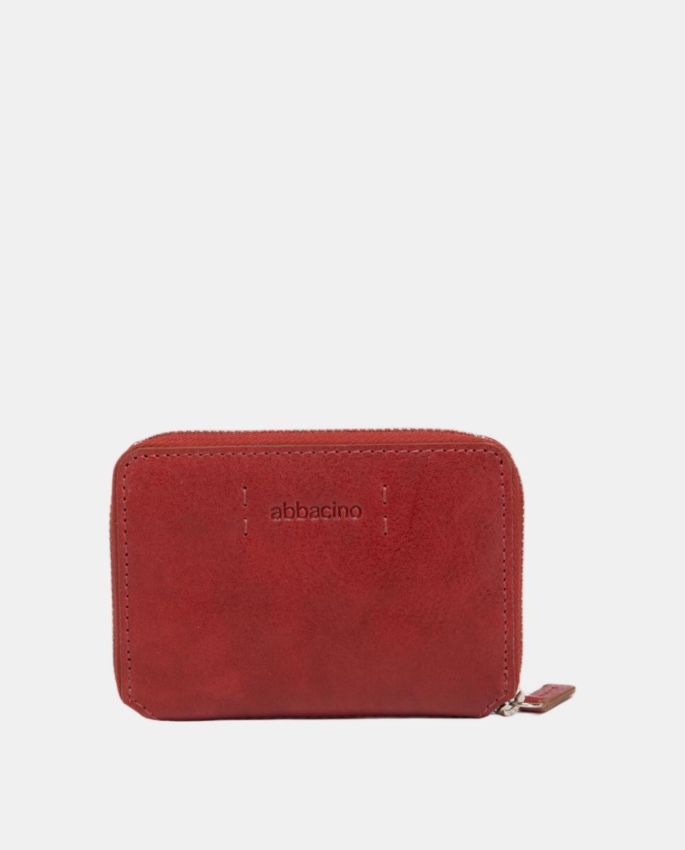Porta-Cartões com Fecho de Correr e em Pele Vermelho-3