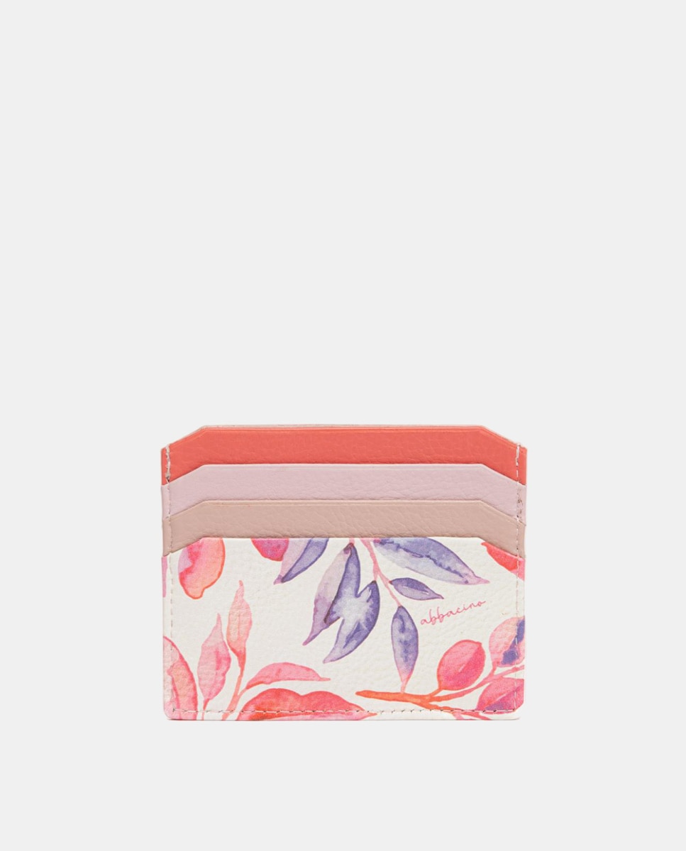 Porta-Cartões em Pele com Estampado Fúcsia-3