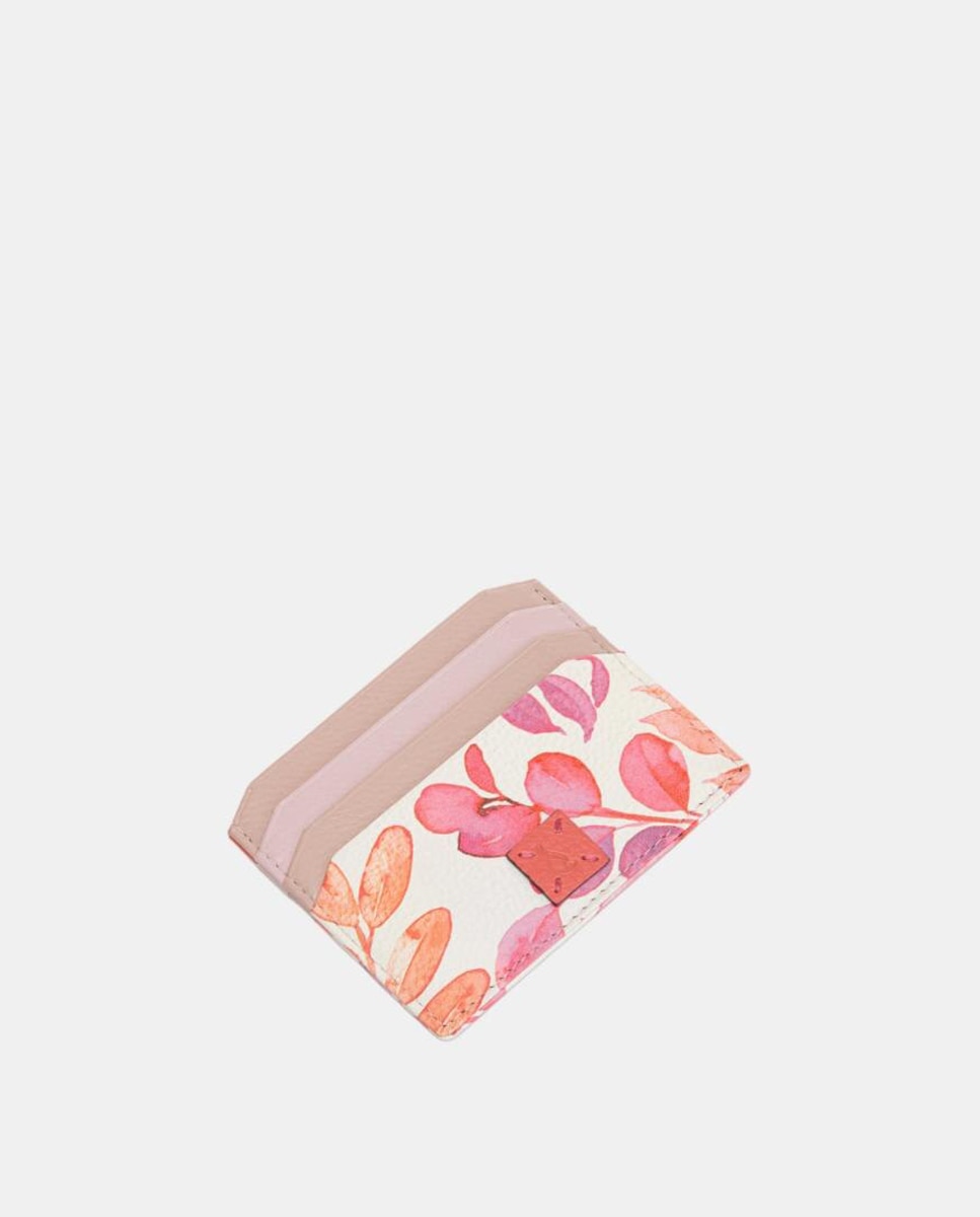 Porta-Cartões em Pele com Estampado Fúcsia-4