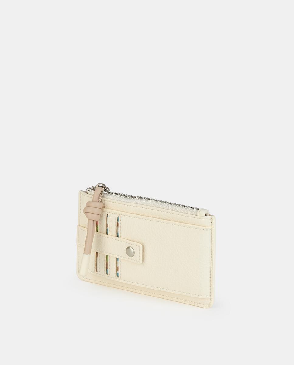 Porta-Moedas/Porta-Cartões com Fecho de Correr Bege-2