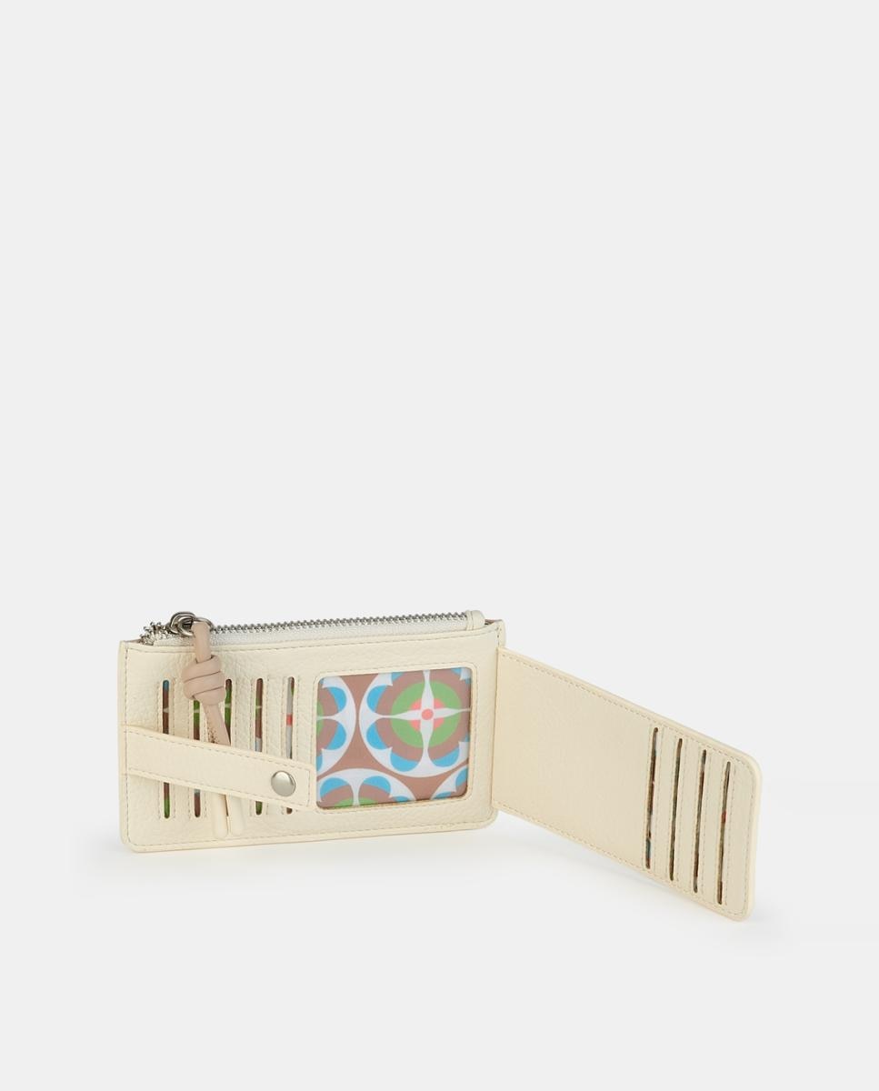 Porta-Moedas/Porta-Cartões com Fecho de Correr Bege-3